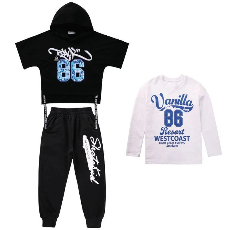 

2020 New Hip Hop Costumes Boys Girls Street Dance Clothing Children 3-Piece Set Modern Dancing Outfit Jazz Performance Wear
