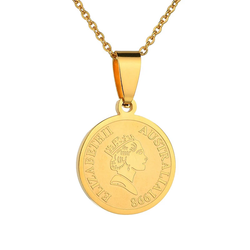 Круглое ожерелье Sinogaa из нержавеющей стали 316L с медалью Подвеска для женщин