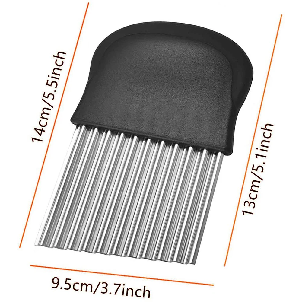 

2PCS Kitchen Slicing Tools Stainless Steel Wavy Kitchen Gadget Potato Slicer Kitchen Vegetables Slicing Cutting Tools Black