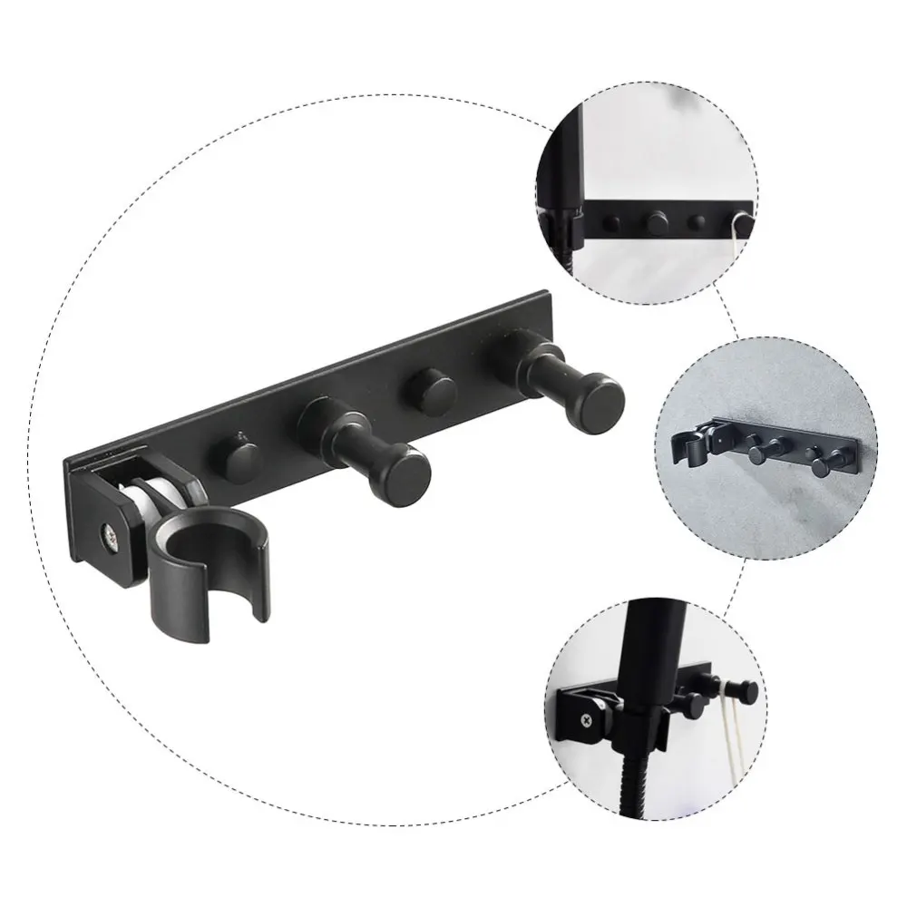 

1Pc Bathroom Wall Hanger Hook Shower Nozzle Storage Bracket for Home Black