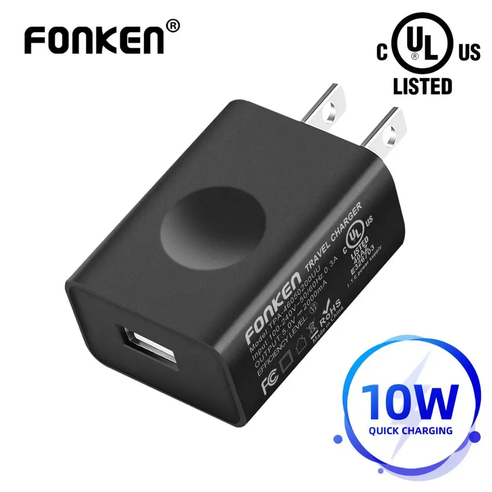 FONKEN 5V 2A USB Зарядное устройство Универсальный 10W США Подключите адаптер UL