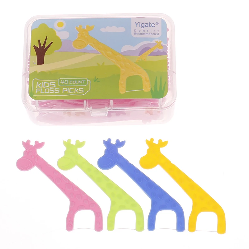 

40pcs/box Kids Dental Floss Flosser Children Cartoon Animal Theme Picks Teeth Toothpicks Stick For Oral Care