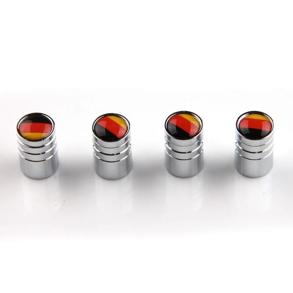 4Pcs Car Wheel Tires Valve Caps Auto Motorcycle Airtight Stem Air Silver UK US Italy France Germany Flag Spare Covers | Автомобили и
