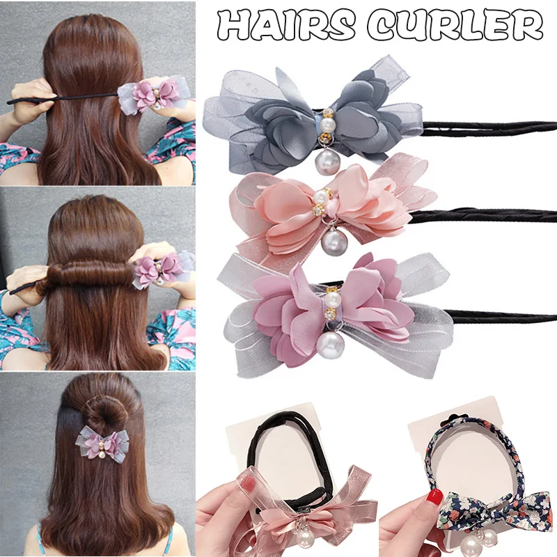 Женский цветок пончик булочка производитель лук жемчужина волос для DIY стиль