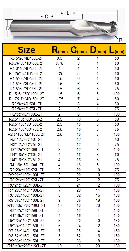 55HRC двухсторонняя фреза Вольфрамовая сталь алюминиевый сплав дуговой канавка