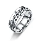 Крутое вращающееся кольцо из нержавеющей стали для мужчин и женщин, кольцо для пар, кольцо с высокой искусственной цепью, поворотные кольца в стиле панк, для мужчин и женщин, ювелирные изделия для вечеринки, подарок