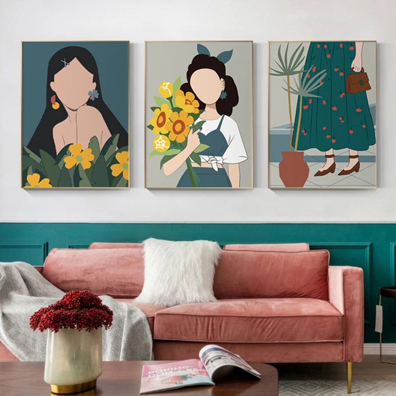 

Modern girls figure Canvas Painting Pictures and prints Nordic abstract Home Decoration Wall Art Posters for Living Room Bedroom