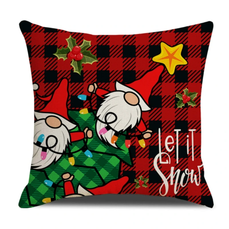

Рождественская клетчатая Подушка с Буйволом чехол с мультяшным рисунком Санта Лось Снежинка наволочка