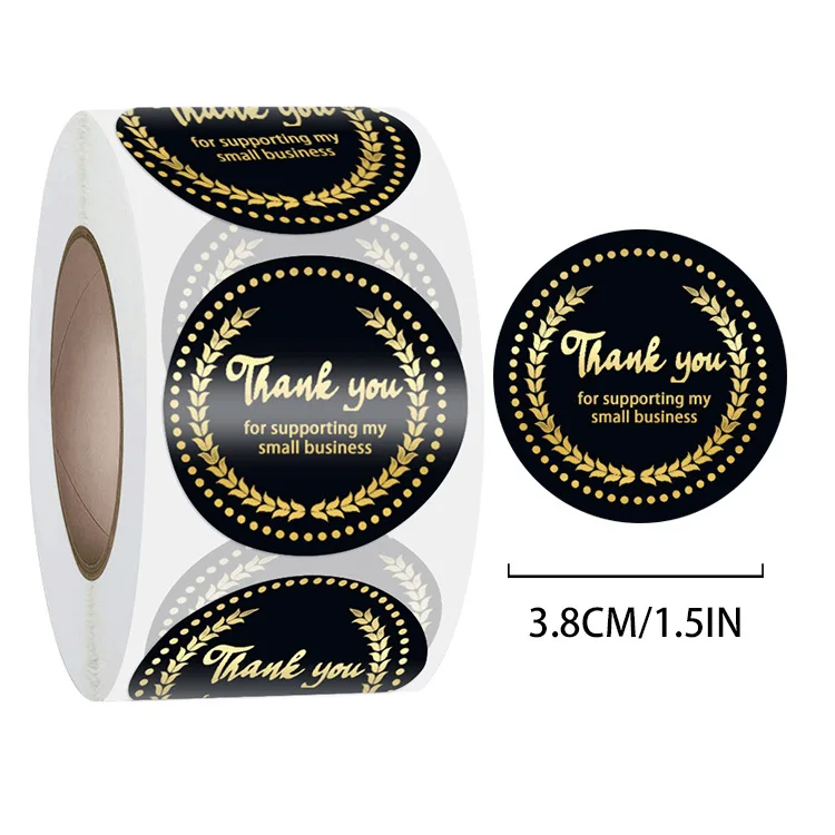 

38mm 500Pcs Creative Gilded Two Color Options Lovely Thank You Sticker Seal Baking Adhesive Roll Envelope Wedding Gift Decor