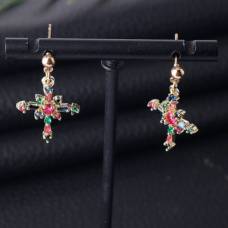 

Christmas Accessories Cross Punk Gothic Style Rhinestone Unusual Earrings Body Decorations Ear Clips Acero Inoxidable Pendientes