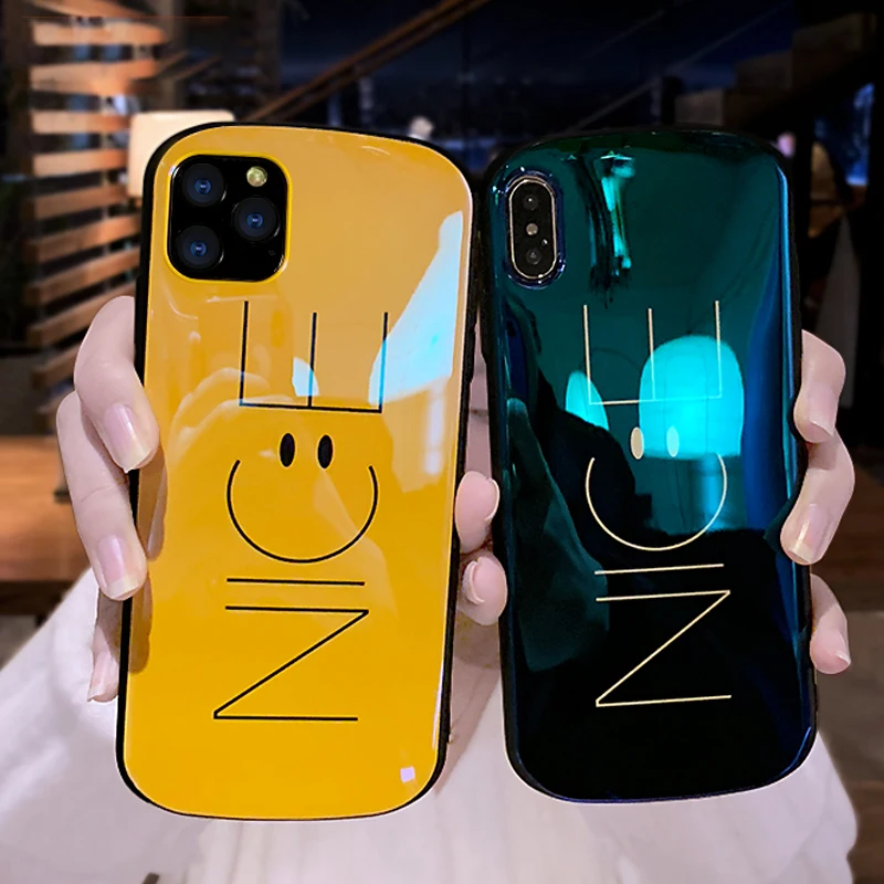 Зеркальный светоотражающий чехол со смайликом для iphone11 pro max xs x xr 8 plus 7 6 s |