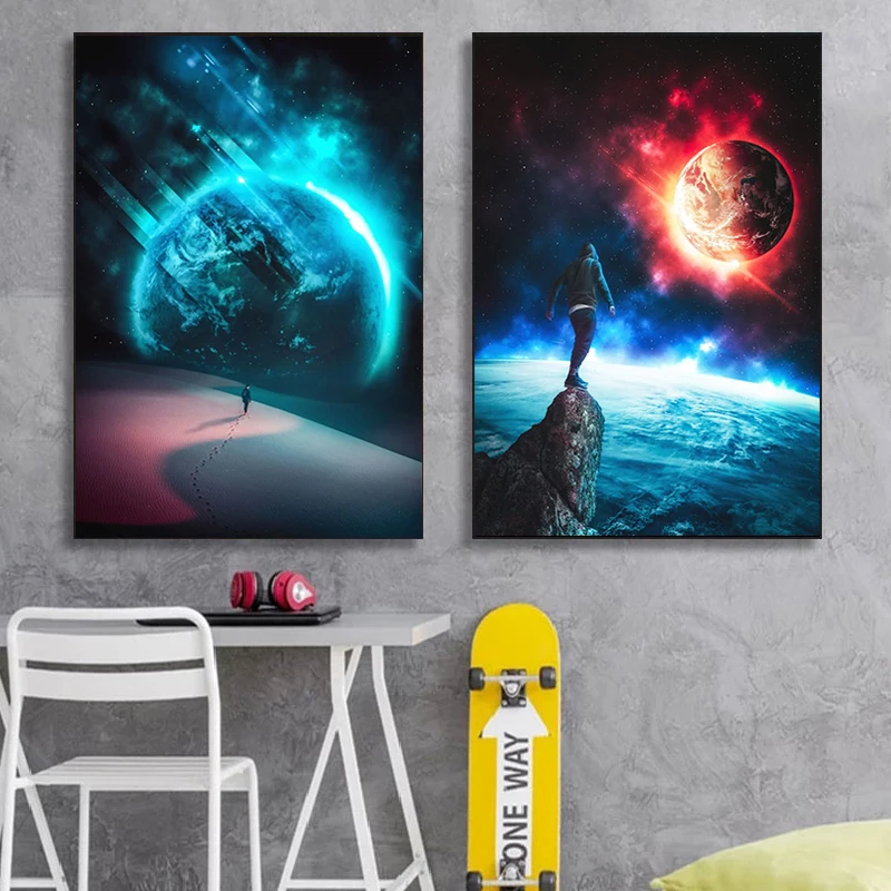 

Universe Outer Space Planet Posters and Prints Pictures Modern Wall Art Modular Canvas Painting for Living Room Decor Frameless