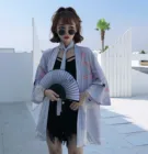 Традиционное кимоно, Солнцезащитный кардиган в стиле Харадзюку, Женская свободная тонкая рубашка в японском стиле, летнее пляжное кимоно, женская одежда