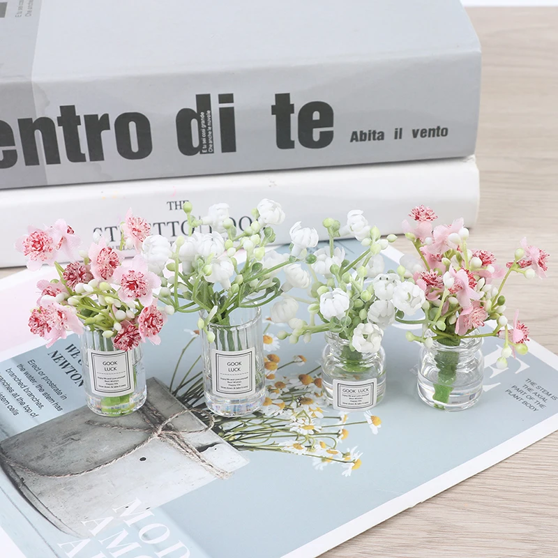 

1 шт. 1:12 миниатюрная Цветочная ваза из жасмина для кукольного домика набор моделей декоративные аксессуары