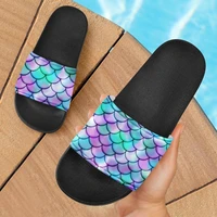 elviswords mermaid scales pattern summer home sandals for ladies stylish non slip indoor woman slippers casual house flats 2020