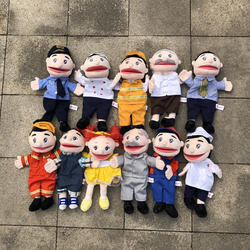 

fireman Doctor girl engineer farmer cook student Plush Toys Baby Cloth Educational Cognition Hand Toy Finger Dolls Puppet