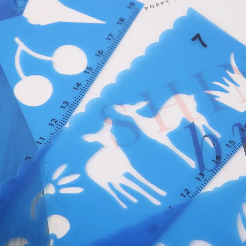 

12Pcs Kids Cartoon Drawing Molds Ruler Plastic Children Painting Stencils DIY Paper Art Craft Card Label Scrapbook Bookmark Toy