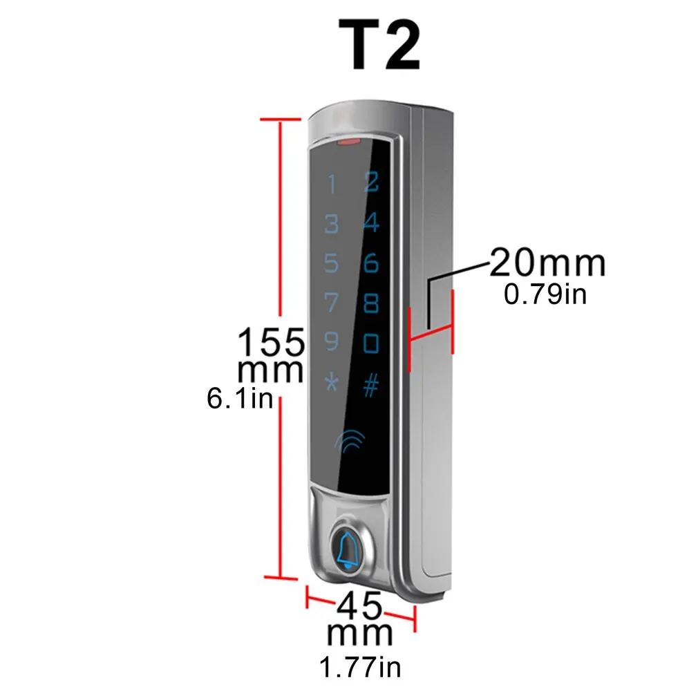 

T2 Waterproof Touch Metal Access Control Machine Swipe Card Access Control Standalone Machine Biometric Electronic Door Lock