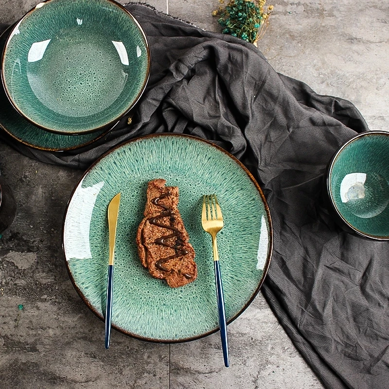 

2 шт./лот, европейская легкая Роскошная керамическая посуда, креативные салатные чаши, тарелки для стейка, тарелки для макаронных изделий, мо...