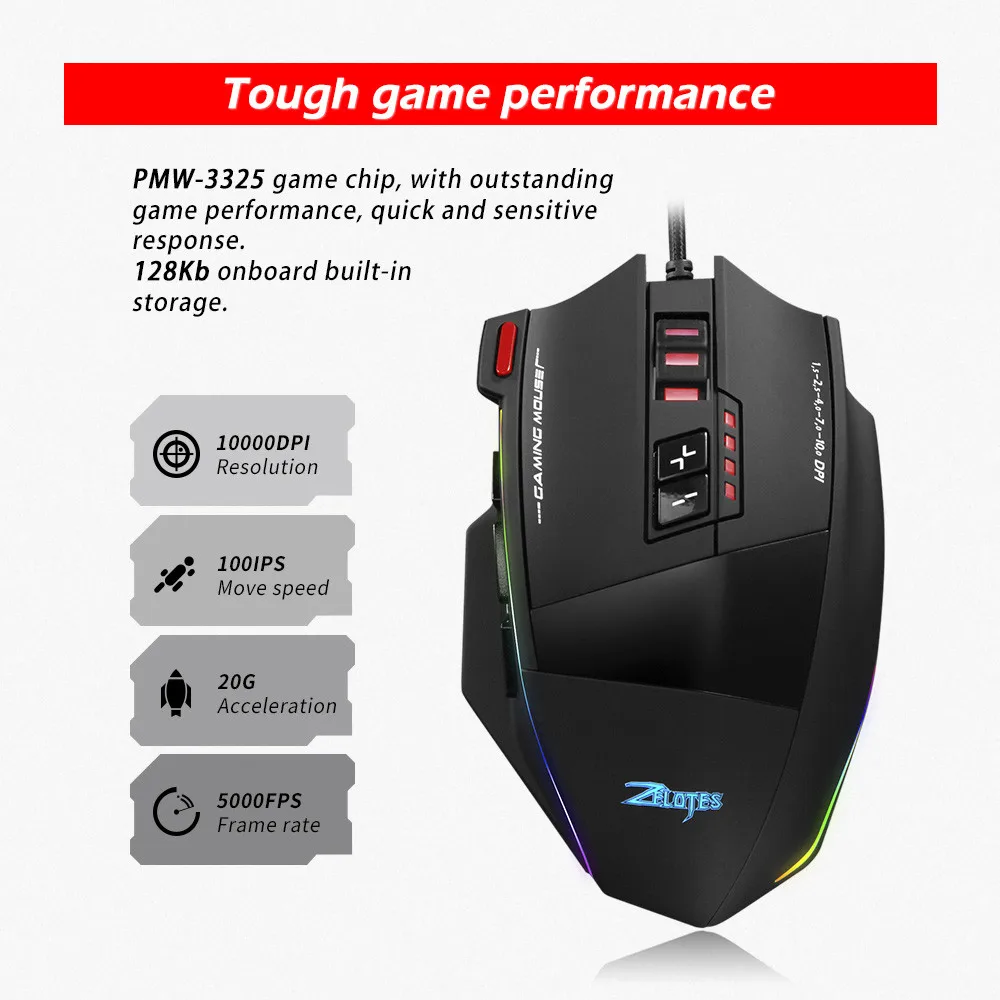 Мышь игровая Zelotes C13 10000 DPI 13 программируемых кнопок 5 DPI|Мыши| |