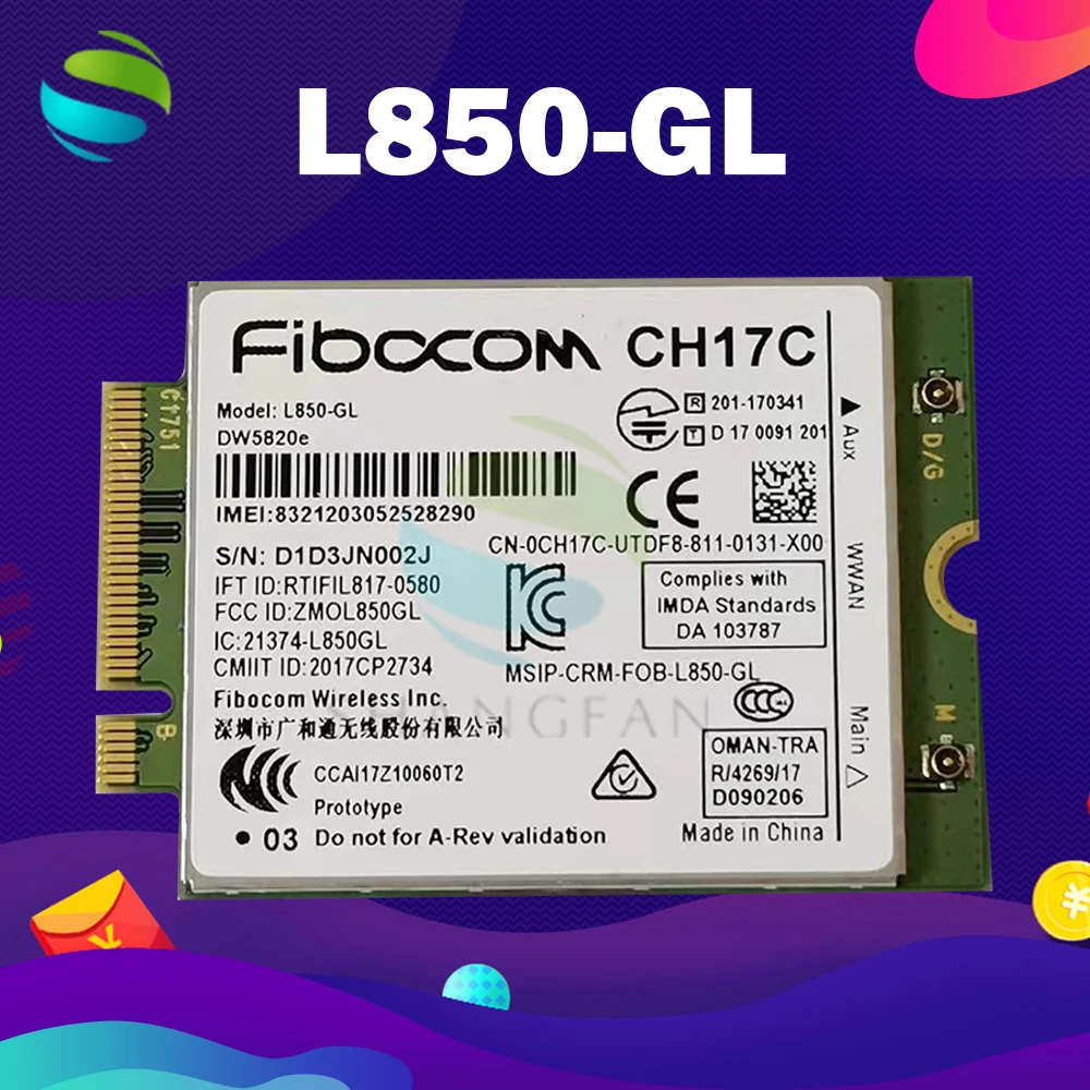 

DW5820e L850-GL 4G module Full Netcom card 284DC FMK7H CH17C DELL 3540 3541