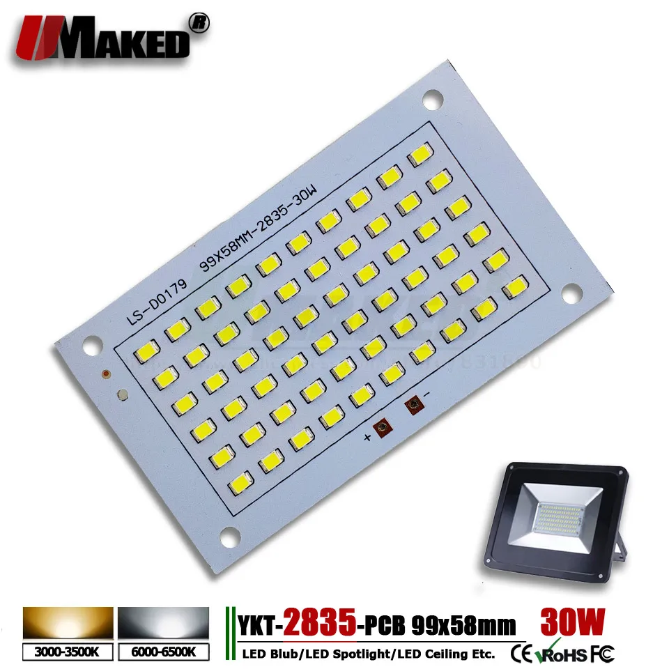 30W 99x58 мм SMD2835 светодиодный PCB прожектор пластина 30 50 100 150 Вт источник света