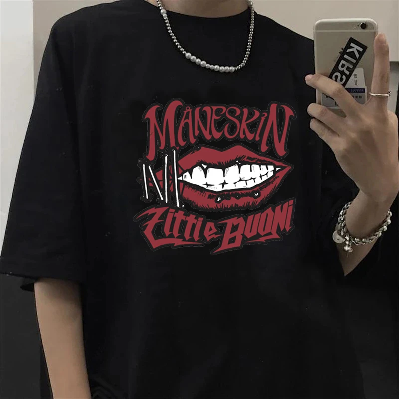 Футболка Seeyoushy с принтом Maneskin в стиле хип-хоп, мужская летняя футболка унисекс с рисунком аниме, Повседневная Уличная одежда, футболка с принтом манги, мужские футболки