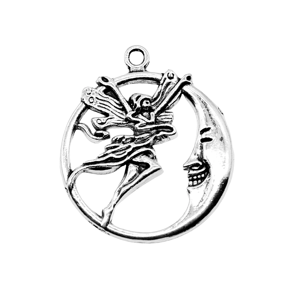 4 шт. лунные амулеты Ангелы для изготовления ювелирных изделий 26x30 мм старинное