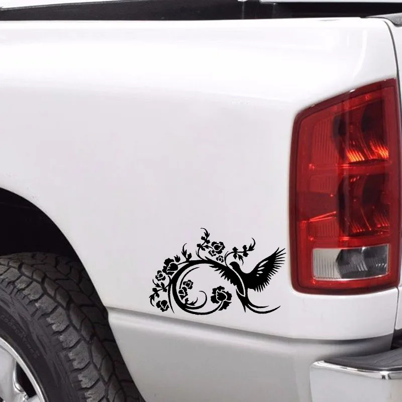 

17.2cm*11.8cm Bird and Tide Flower Inclusion Diversified Vinyl Vivid Car Stickers Beautiful Graphical