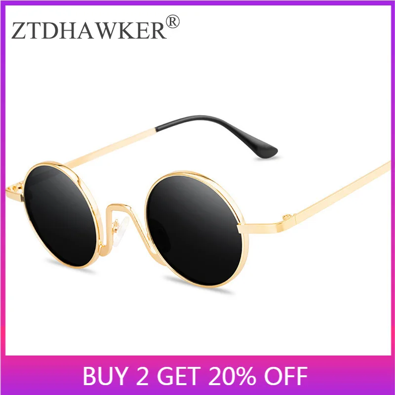 Новинка Солнцезащитные очки женские ретро маленькие в оправе круглые стиле