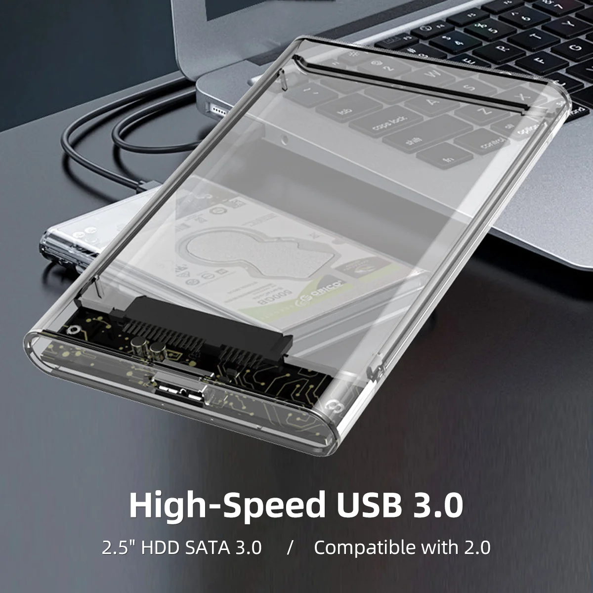 

USB3.0 SSD HDD Enclosure 2.5 inch Serial Port SATA SSD Hard Drive Case Support UASP 6TB Transparent Mobile External HDD Box