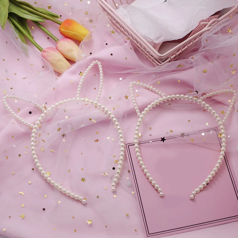 kids Pearl cat ears head bands fashion Lady Girl Hairband SexySelf Headband birthday party Hair Accessories for Women hoop |
