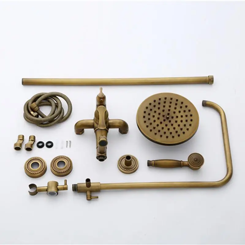 Смесители для душа роскошный настенный ручной набор из античной латуни ванной