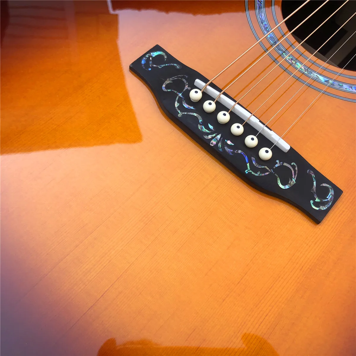 Sunburst solid spruce top 41 дюймов D стиль Акустическая гитара, Abalone связывание и вставки, гриф из черного дерева, гитара ra acustica