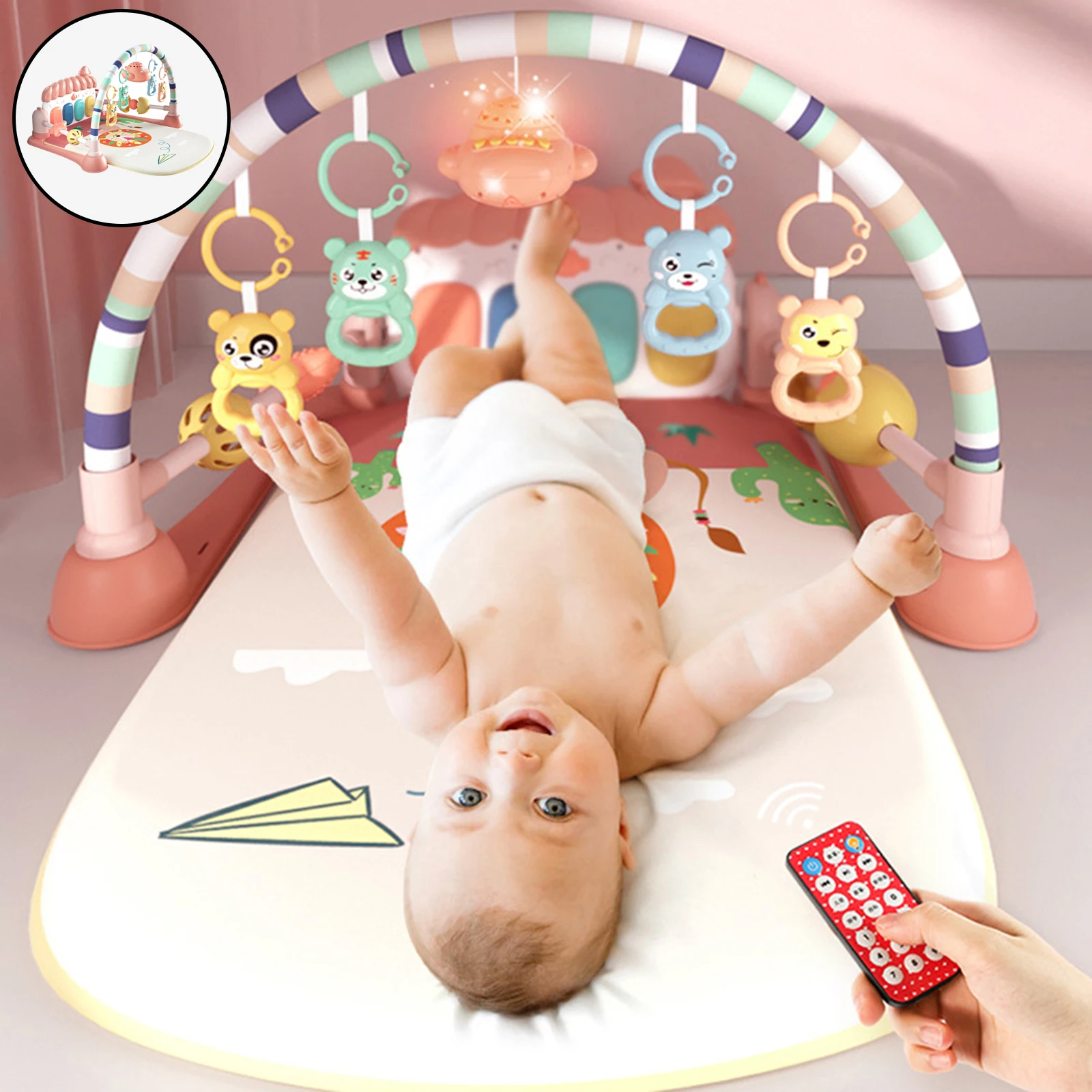 

Коврик игровой с клавиатурой, для детей 0-24 лет, стойка для нот, игровой коврик-пазл