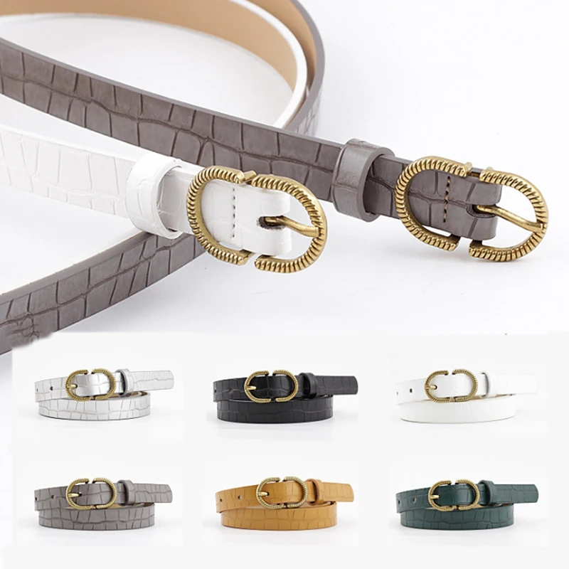 

Women Belt Imitation Leather Alloy Pin Buckle Belt Stone Pattern Fashion Lizard Pattern Decorative Jeans Women Belt