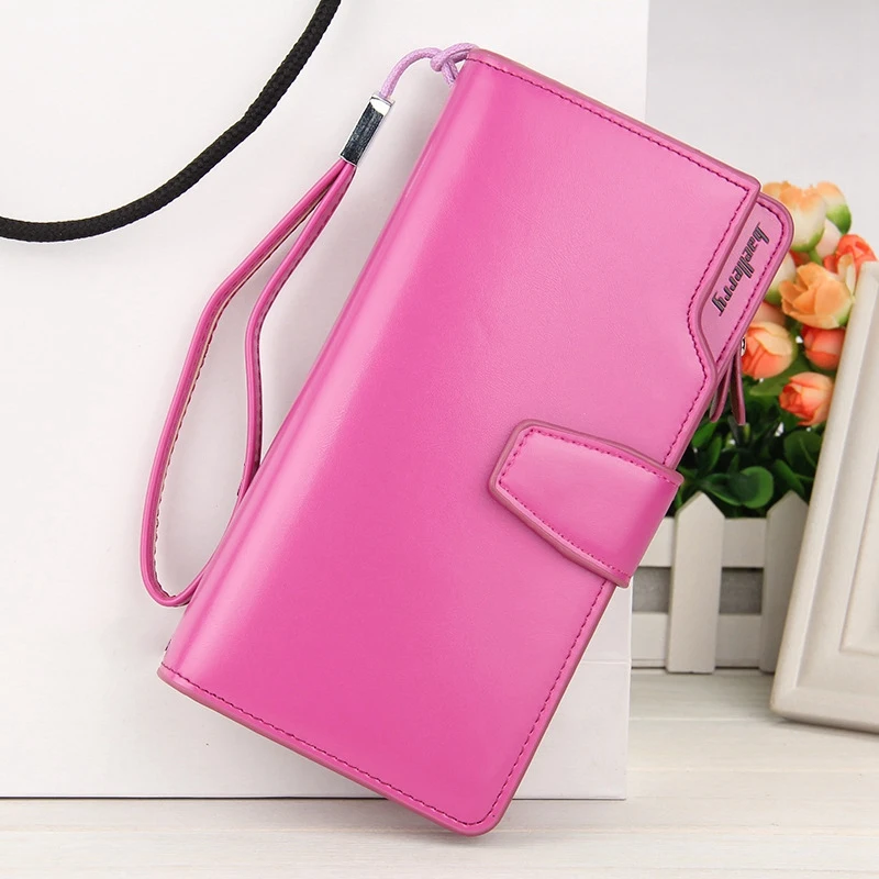 

2X Baellerry Women's Wallet Zipper Wallet Long Section Large Capacity Handbag Multi-Card Bag Purple & Pink