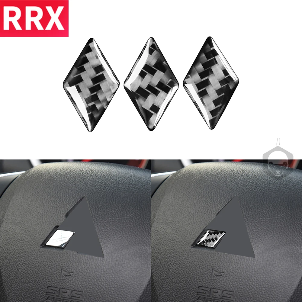 

RRX for Mitsubishi Lancer EVO X Steering Wheel Logo Cover Badge Emblem Carbon Fiber Stickers 3Pcs For Lancer GTS GT ES 2008-2016