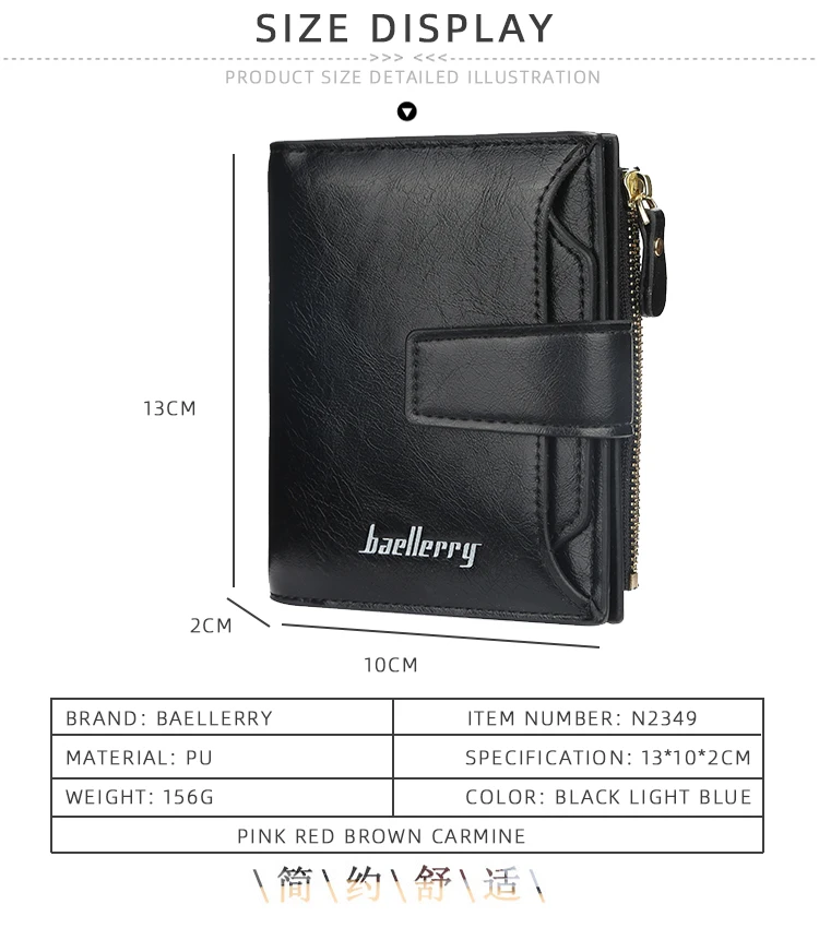 Wallet Women Zipper Leather Hasp Small and Slim Coin Pocket Purse Women Wallets Cards Holders Luxury Brand Wallets men Purse