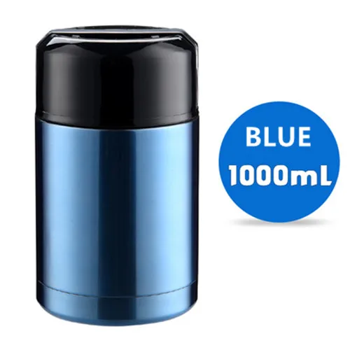 1000ml Blue 800 мл/1000 мл двойной термос из нержавеющей стали контейнеры для супа большая емкость термосы Портативный Ланч Bento Box - Цвет: 1000ml Blue