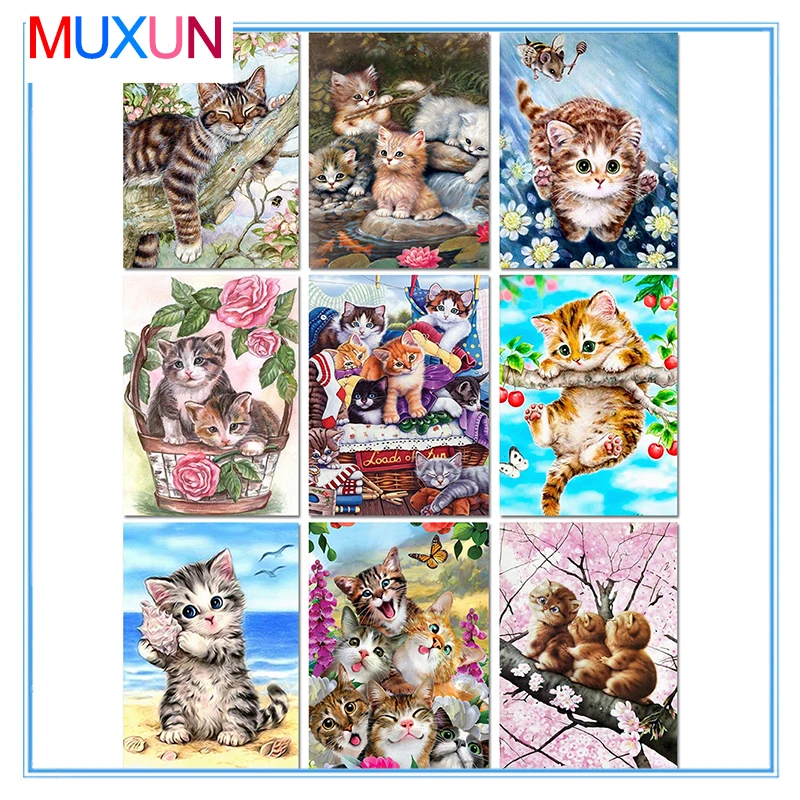 Алмазная 5D картина сделай сам с кошкой вышивка крестиком животными полный