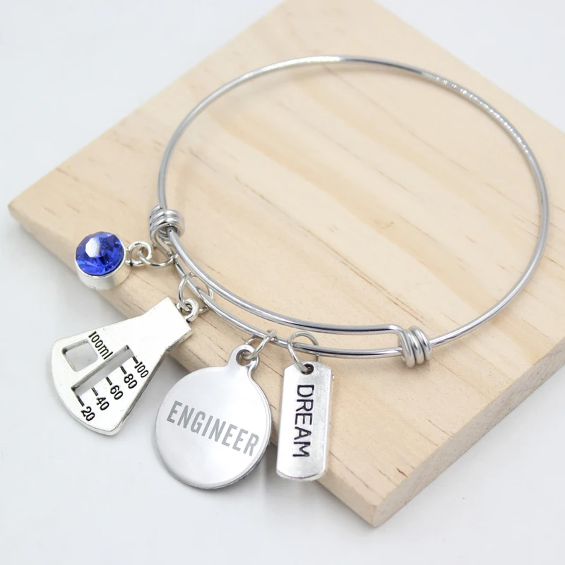 

Stainless Steel Wire Bangle Bracelet Chemical Engineer Bracelets Graduation Gift Beaker Gift Powerful Women Gifts for Engineer