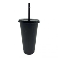 5pcs plastic tumbler with lid reusable cups black straw cup christmas gift party cup coffee juice water cups 700ml wholesale