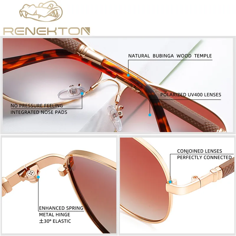 RENEKTON Design Titanium Alloy Sunglasses Polarized Men's Sun Glasses Women Pilot Gradient Eyewear Mirror Shades Oculos De Sol |