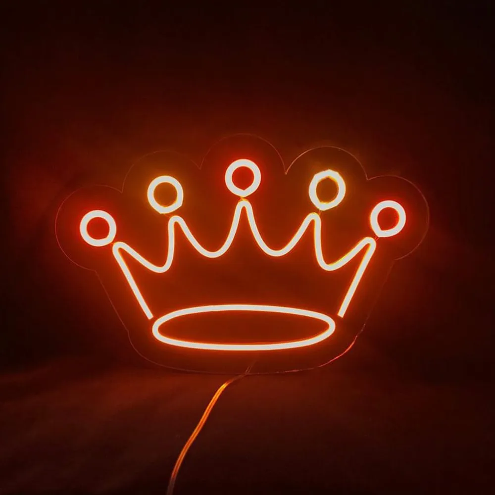 Winbo Led Lights Crown Shaped Acrylic Neon Night Light for Party Play Room Bedroom Decoration Acrylic Neon Sign Custom Available