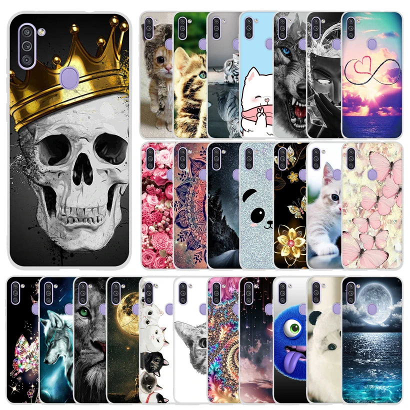 

For Samsung Galaxy M11 Case 6.4" Silicon Bumper Cute Cat Soft TPU Protective Back Cover for Samsung M11 M 11 115F M115F Case