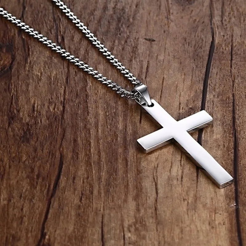 Fashion Classic Cross Men Necklace Stainless Steel Chain Pendant Necklace for Men Jewelry Gift 2021 images - 6