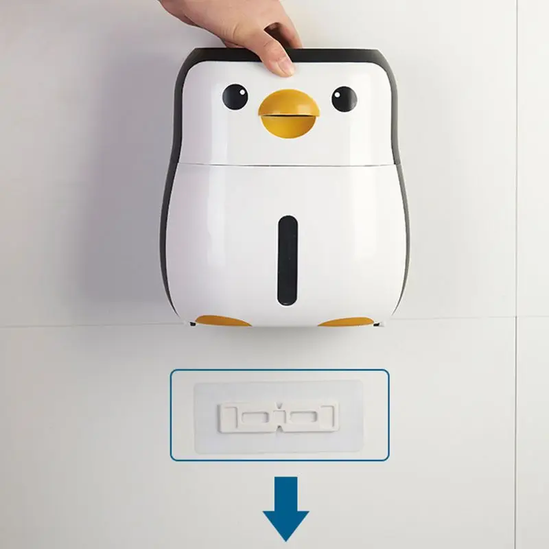 Cute Penguin Paper Container Toilet Holder Wall Mounted Tissue Box Shelf | Дом и сад