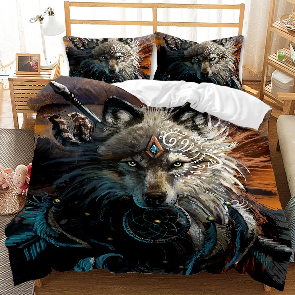 

Luminous Wolf Pattern Duvet Cover Set 3D Printed Bedding Set 3pcs Include 1 Duvet Cover 2 Pillowcases Microfiber Bedding Set
