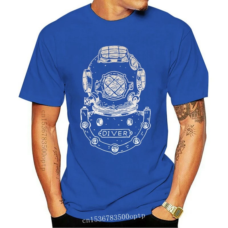 

New 2021 Design Mens Formal Shirts Homem Vintage Deep Sea Diver Helmet Short Sleeve Clothes 100% Cotton Deep Sea Diver T Shirt S